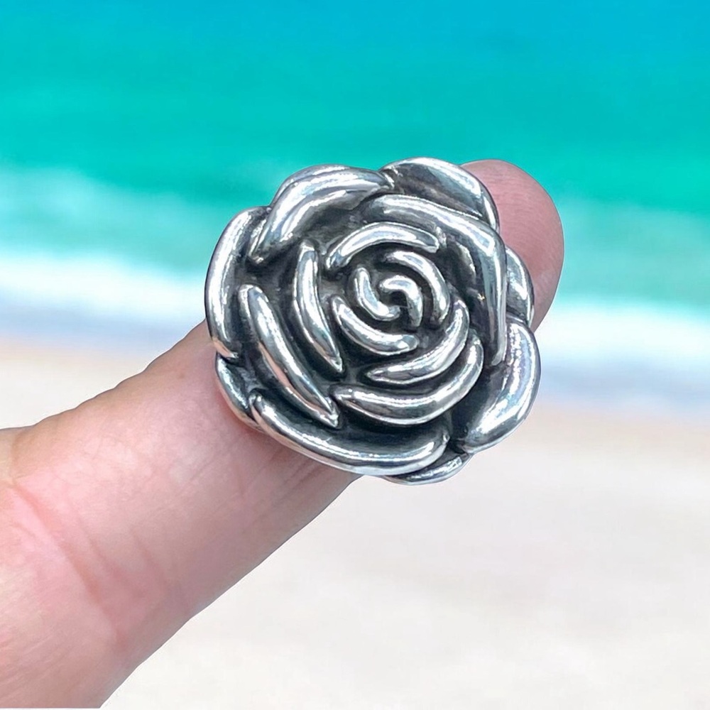 🌺Large Sterling Rose Ring - Picture 4 of 11